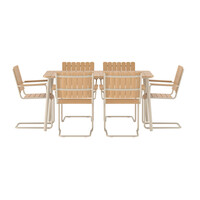 Holmsund- Tuinset - 6 - stoelen - tafel - Beige - Polywood