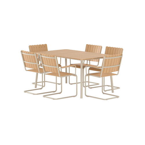 The Outsider Holmsund- Tuinset - 6 - stoelen - tafel - Beige - Polywood The Outsider Holmsund- Tuinset - 6 - stoelen - tafel - Beige - Polywood