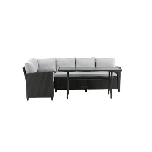 Hoek loungeset - Jens - Wicker - Zwart/Grijs- The Outsider Hoek loungeset - Jens - Wicker - Zwart/Grijs- The Outsider