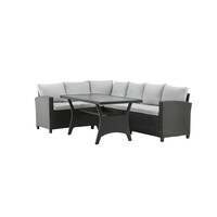 Hoek loungeset - Jens - Wicker - Zwart/Grijs- The Outsider