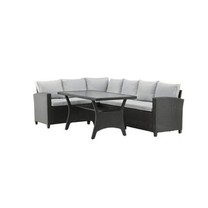 The Outsider Hoek Loungeset - Jens - Wicker - Zwart/Grijs- The Outsider The Outsider Hoek Loungeset - Jens - Wicker - Zwart/Grijs- The Outsider