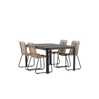 Tuintafel - Pim - Zwart - Teak - 150*90cm - 4 Stoelen - The Outsider