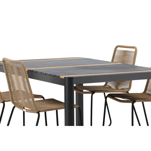Tuintafel - Pim - Zwart  - Teak - 150*90cm - 4 Stoelen - The Outsider