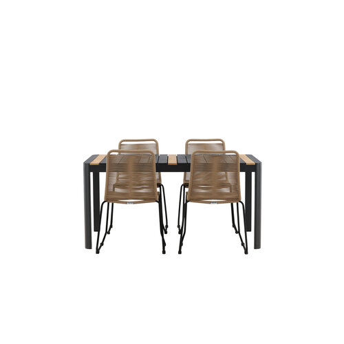Tuintafel - Pim - Zwart  - Teak - 150*90cm - 4 Stoelen - The Outsider