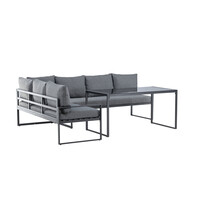 Hoek Lounge Diningset - Daan - Aluminium - Zwart/Grijs - The Outsider