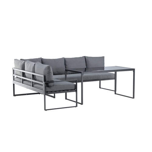 The Outsider Hoek Lounge Diningset - Daan - Aluminium - Zwart/Grijs - The Outsider