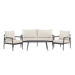 The Outsider loungeset-floris-met-tuintafel-zwart-beige-aluminium-the-outsider