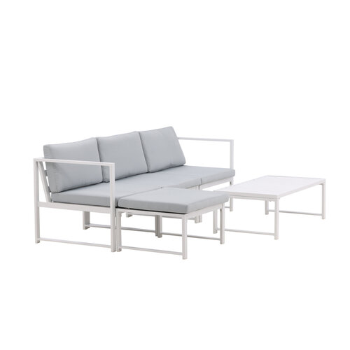 Hoek Loungeset - Hugo - Wit/Lichtgrijs - Aluminium - The Outsider Hoek Loungeset - Hugo - Wit/Lichtgrijs - Aluminium - The Outsider