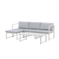 Hoek Loungeset - Hugo - Wit/Lichtgrijs - Aluminium - The Outsider