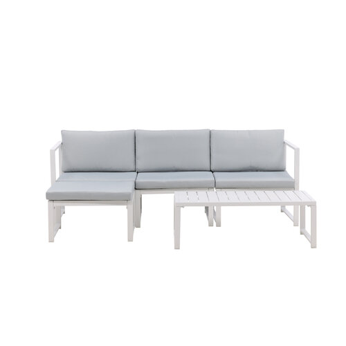 Hoek Loungeset - Hugo - Wit/Lichtgrijs - Aluminium - The Outsider Hoek Loungeset - Hugo - Wit/Lichtgrijs - Aluminium - The Outsider