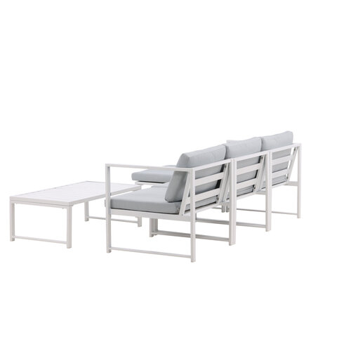 Hoek Loungeset - Hugo - Wit/Lichtgrijs - Aluminium - The Outsider Hoek Loungeset - Hugo - Wit/Lichtgrijs - Aluminium - The Outsider