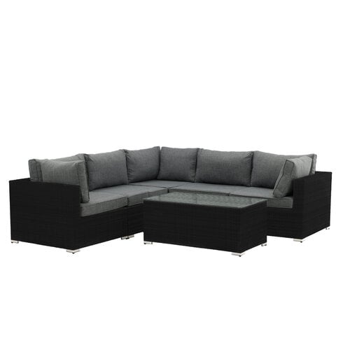 The Outsider Hoek Loungeset - Gunea - Wicker - Donkergrijs - The Outsider The Outsider Hoek Loungeset - Gunea - Wicker - Donkergrijs - The Outsider