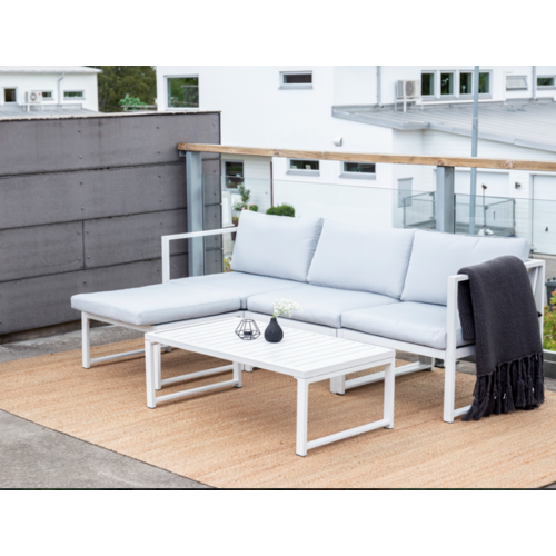 Hoek Loungeset - Hugo - Wit/Lichtgrijs - Aluminium - The Outsider Hoek Loungeset - Hugo - Wit/Lichtgrijs - Aluminium - The Outsider