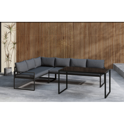 The Outsider Hoek Lounge Diningset - Daan - Aluminium - Zwart/Grijs - The Outsider