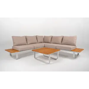 DATHO OUTDOOR Hoek Loungeset - Capri - Aluminium - Teak - Datho Outdoor