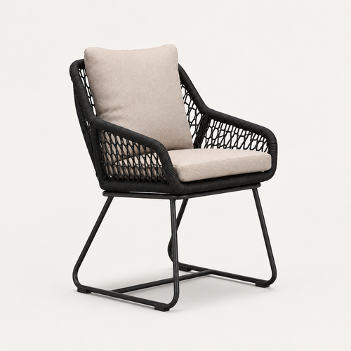 The Outsider Dining Tuinstoel Cannes – Olefin Rope - Zwart & Sand - The Outsider The Outsider Dining Tuinstoel Cannes – Olefin Rope - Zwart & Sand - The Outsider