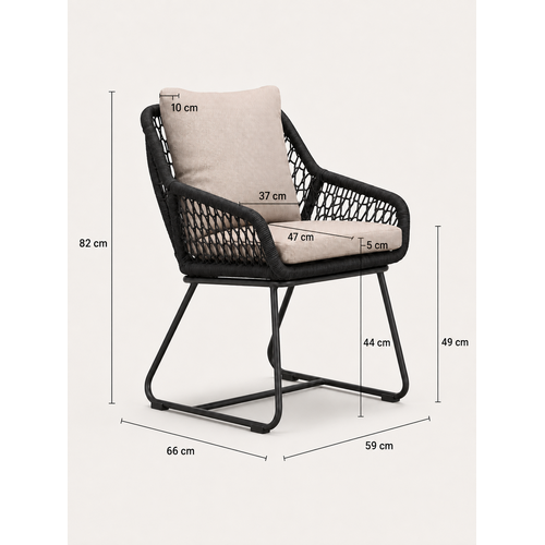 The Outsider Dining Tuinstoel Cannes – Olefin Rope - Zwart & Sand - The Outsider The Outsider Dining Tuinstoel Cannes – Olefin Rope - Zwart & Sand - The Outsider