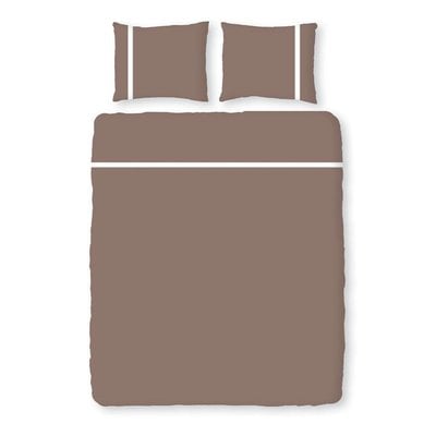 Romanette Flanel Dekbedovertrek  Duchesse Taupe/Wit