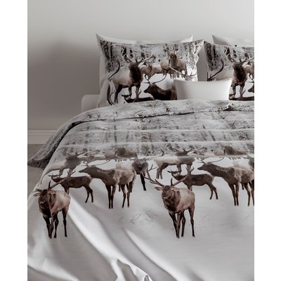 ZO! Home Dekbedovertrek Reindeer Taupe Grey Flanel