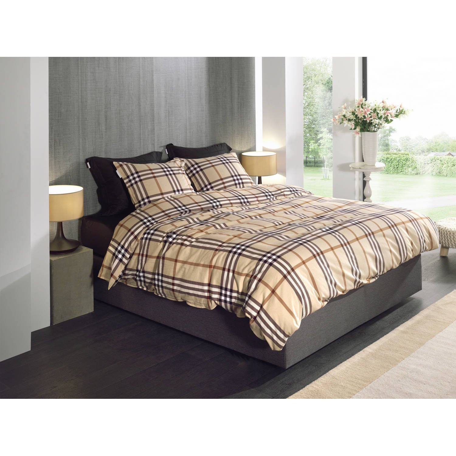Dekbedovertrek katoenen flanel (200 x 200 cm) Théa Beige - Beddengoed