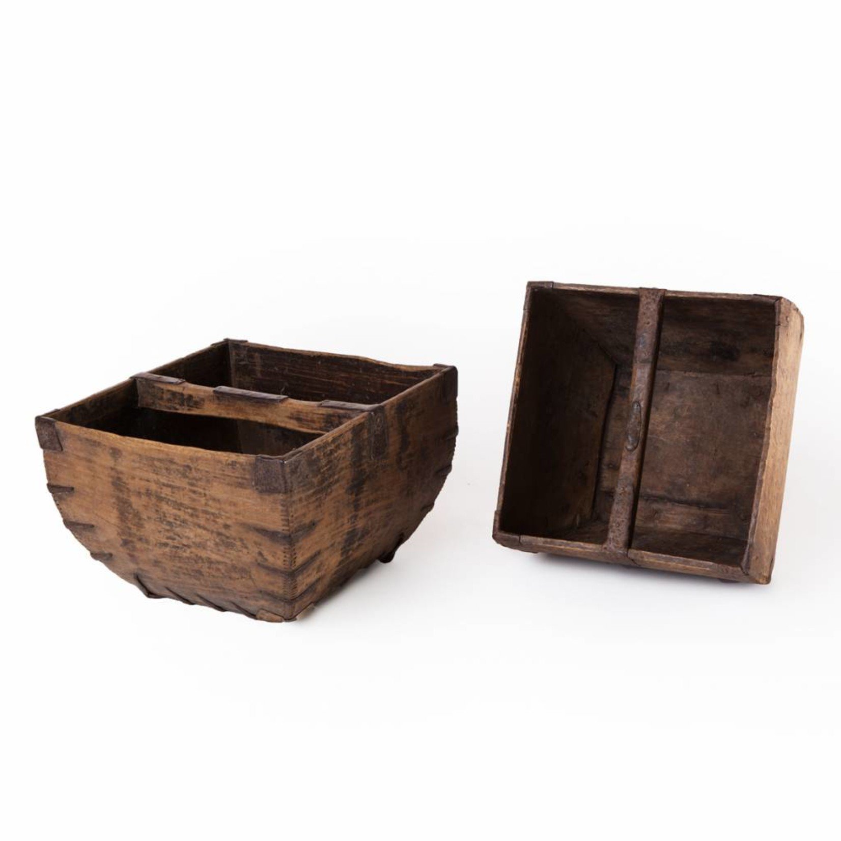 Old wooden rice container