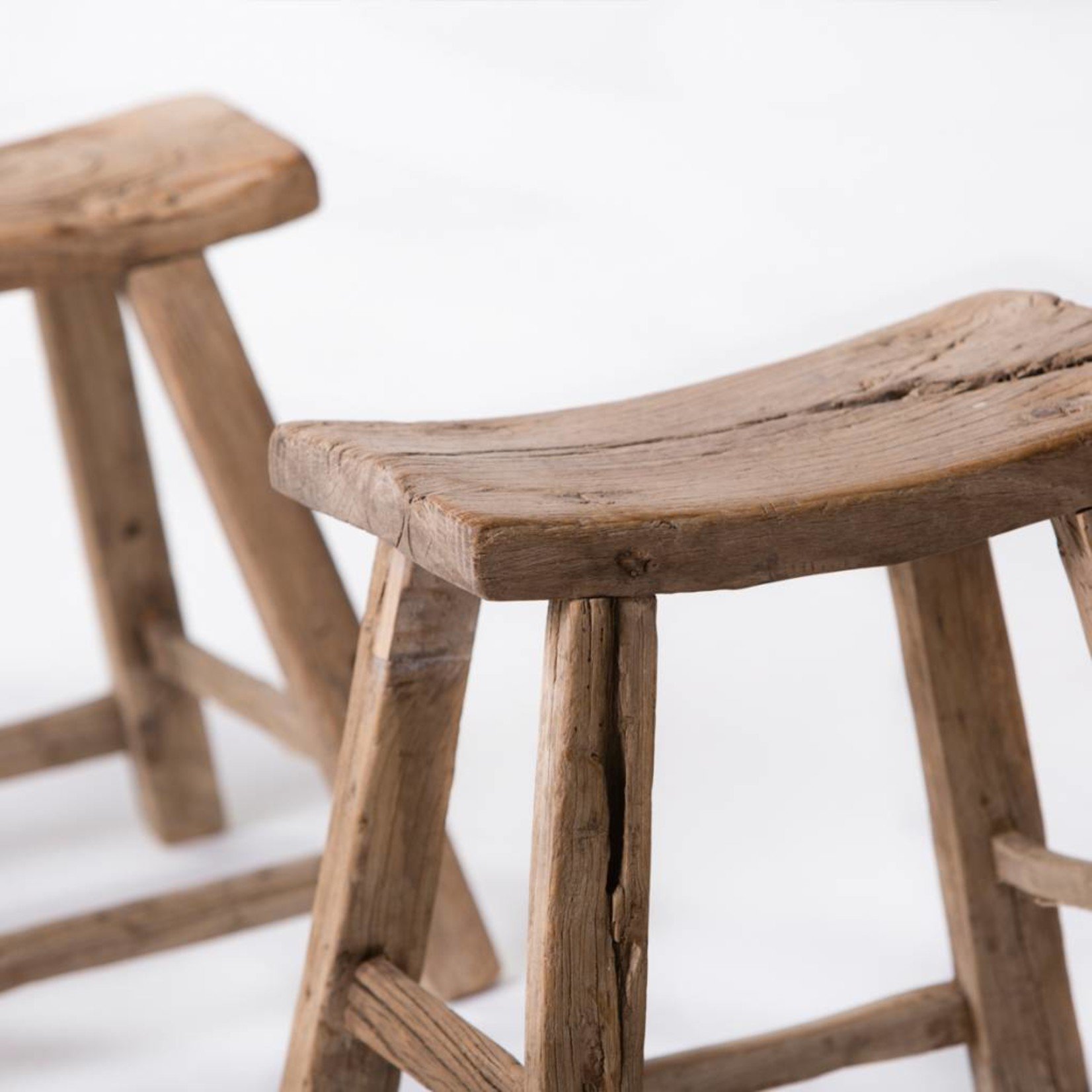 Old Chinese vintage wooden saddle stool