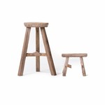 Set - Old round stool with workmen's stool