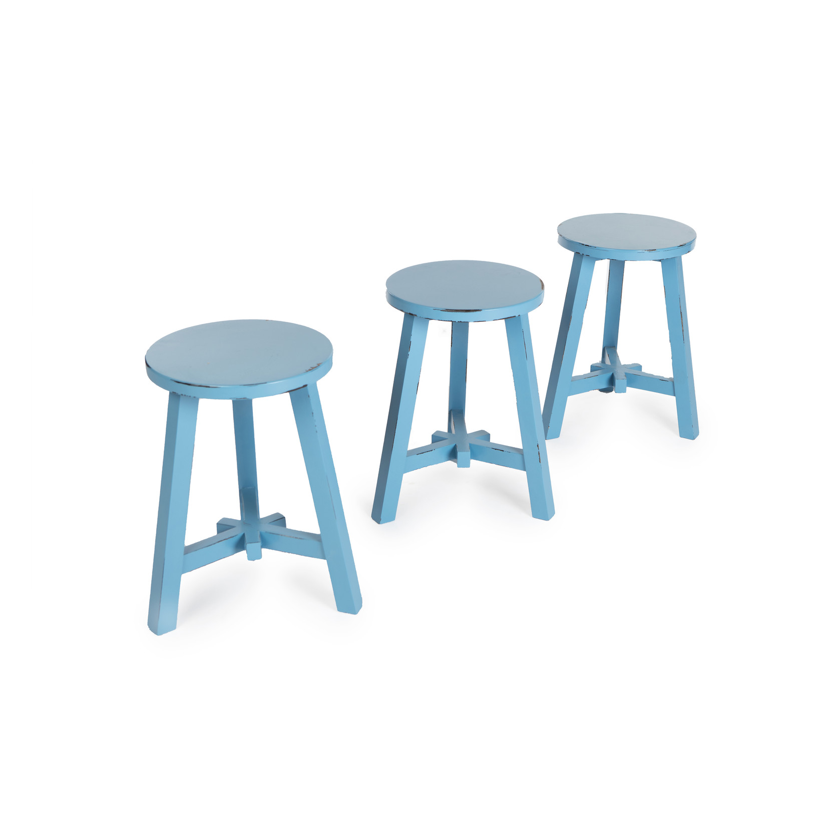 round wooden stool - blue