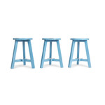 Blue round wooden stool