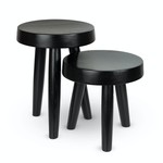 DETJER Chandigarh style wooden stool - Charcoal black