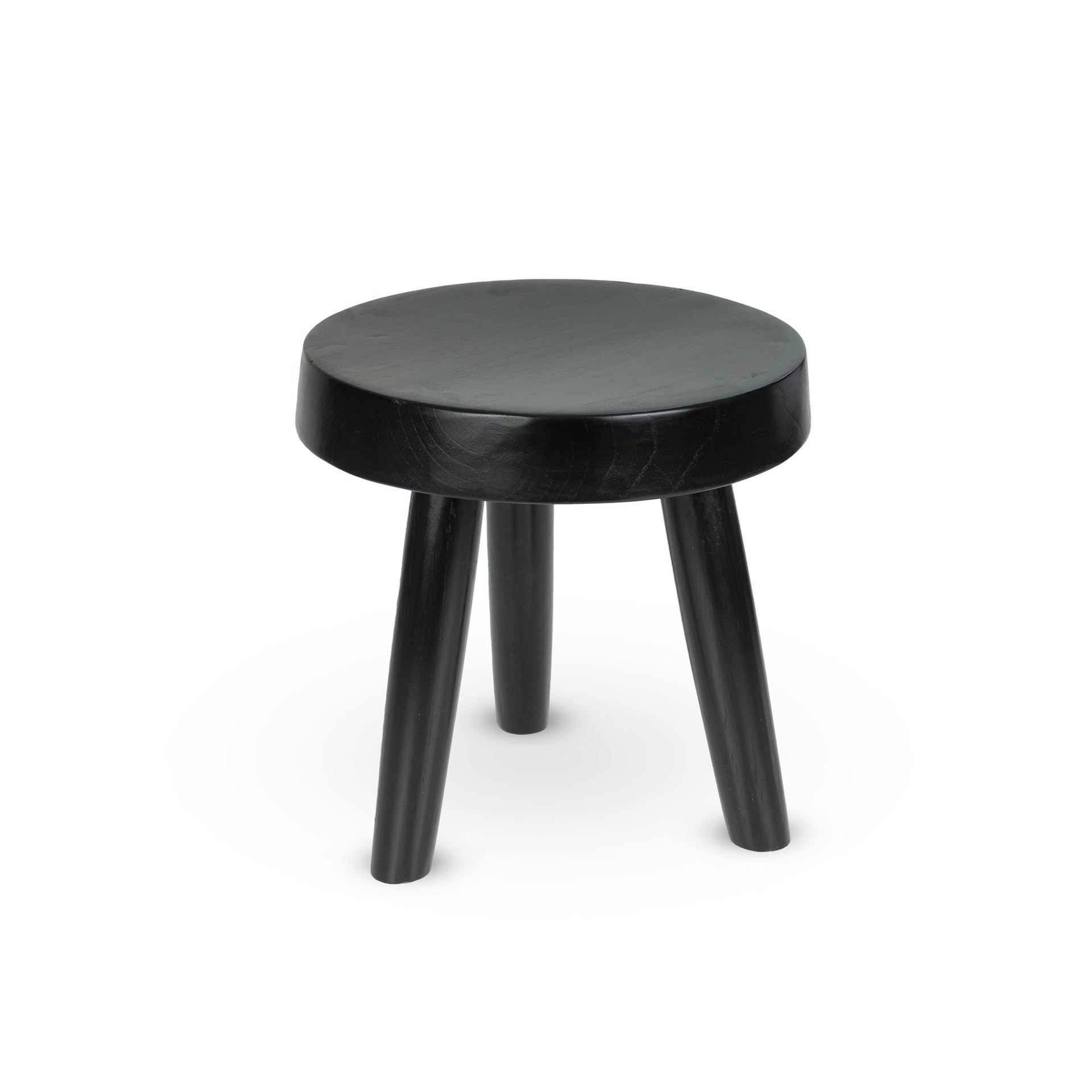 Chandigarh style wooden stool - Charcoal black - Size M