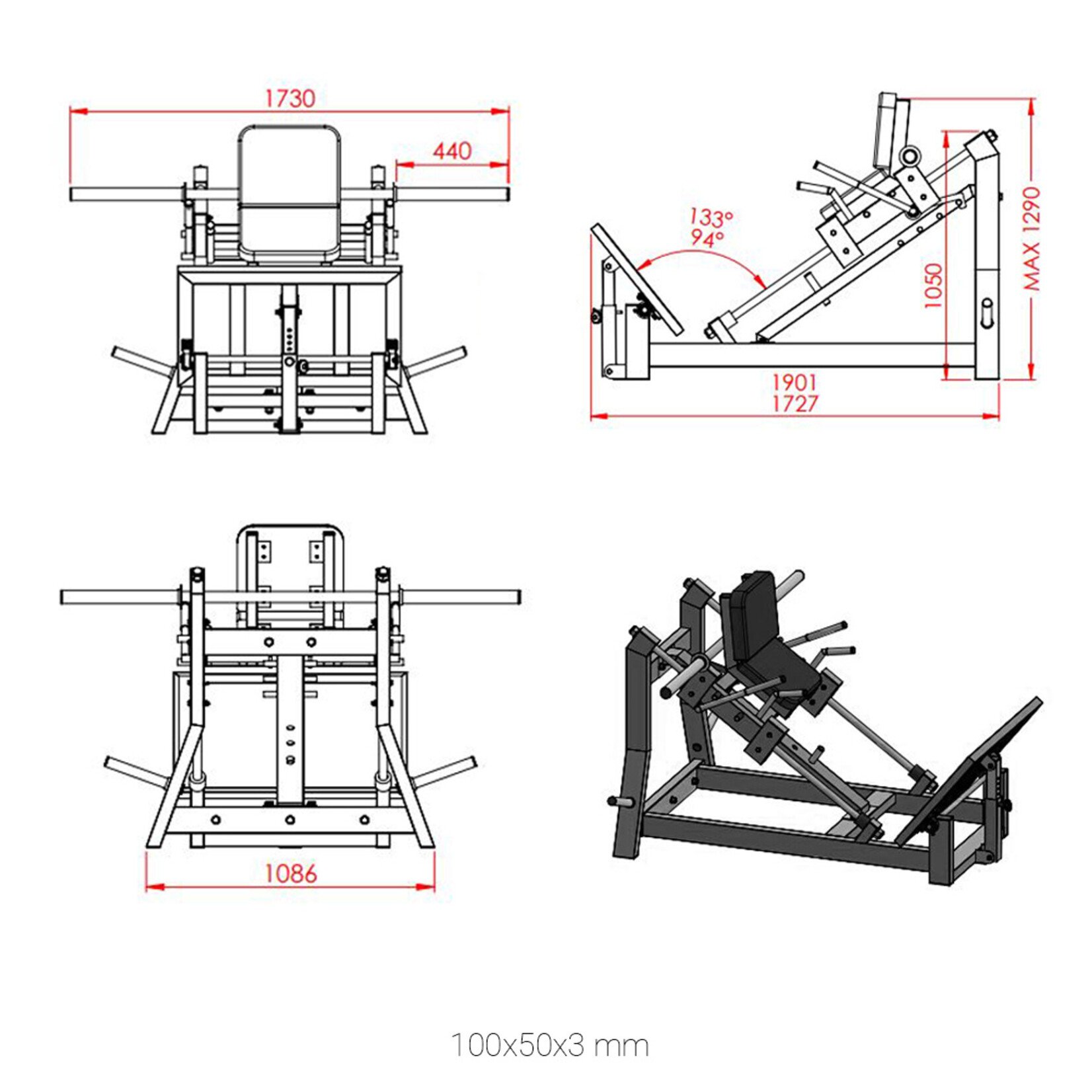 Hack Squat Machine (Linear) 1DXX