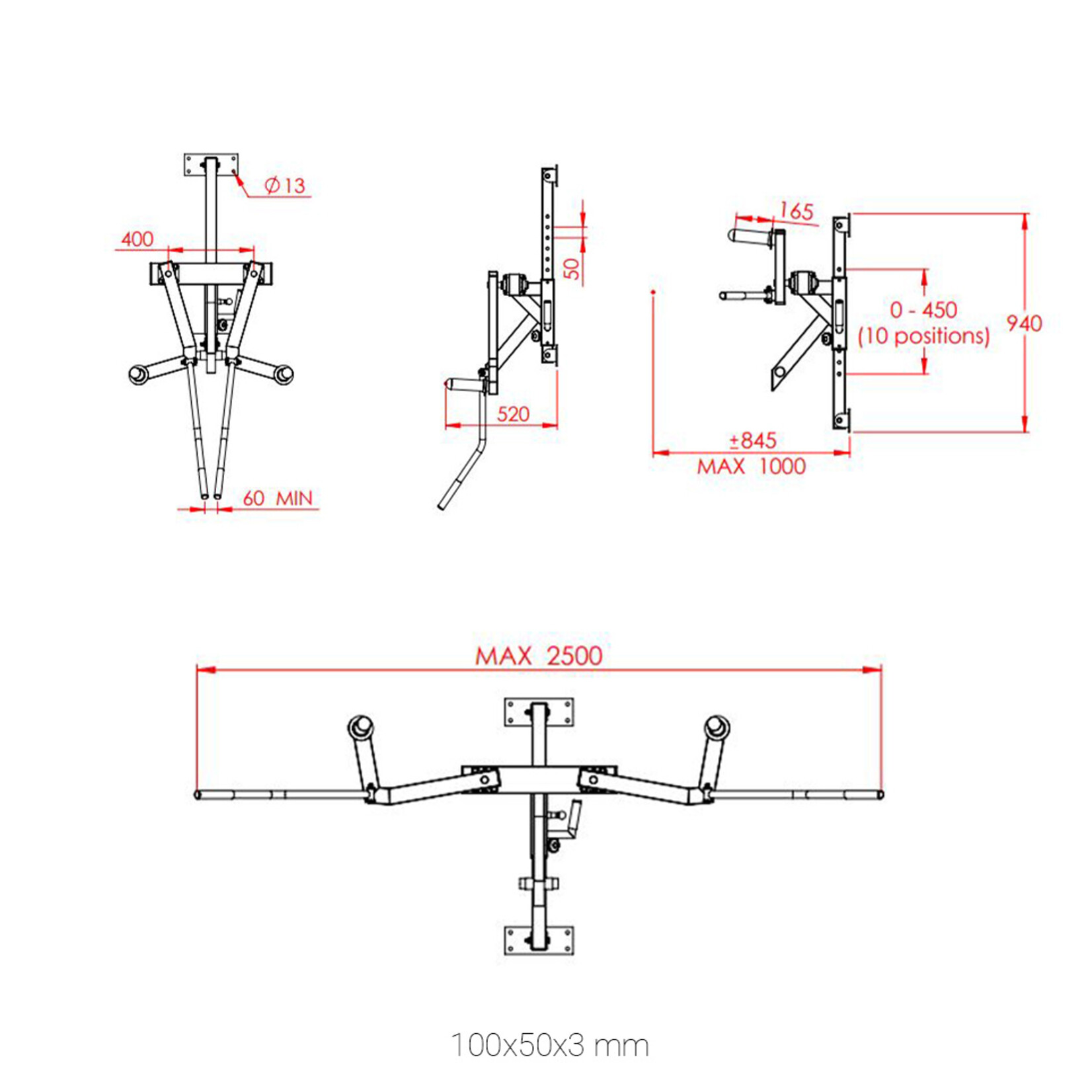 Wall-Mounted Lateral Shoulder Raise Machine 3P