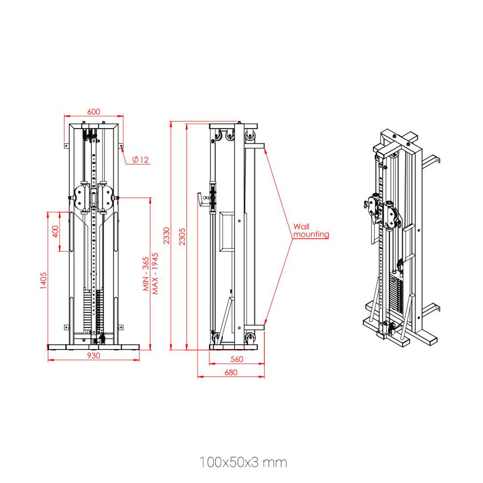 Adjustable Pulley Dual Cable Single Stack 2CXX