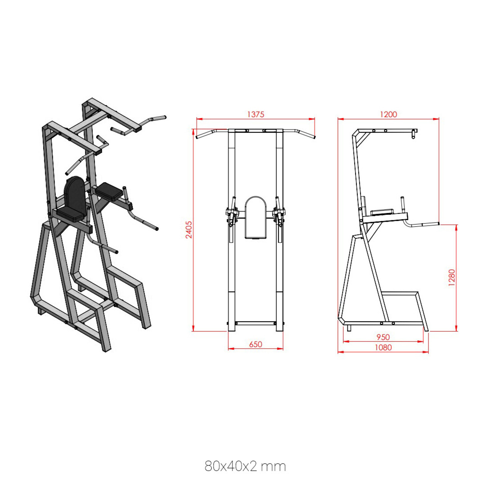 Power Tower (Pull Up/ Chin Up/ Dips/ Leg Raise) 3KX