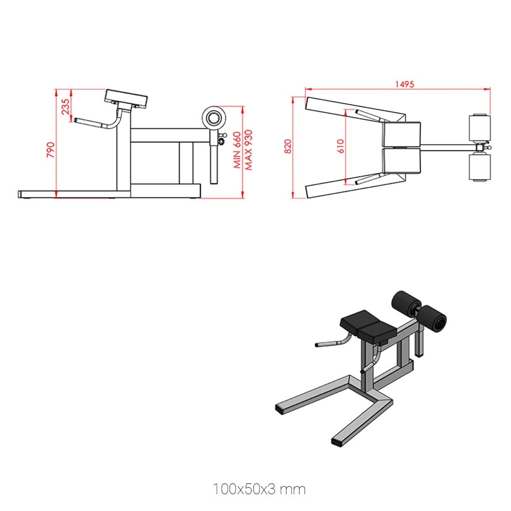 Hyperextension Bench/ Roman Chair 6LX