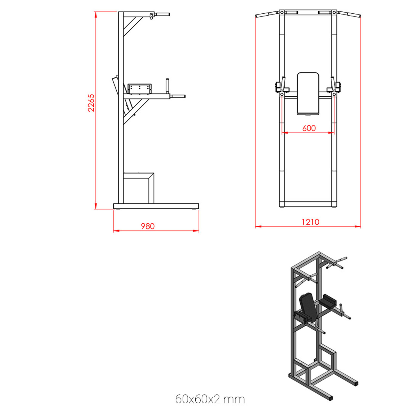 Power Tower (Pull Up/ Chin Up/ Dips/ Leg Raise) 3K