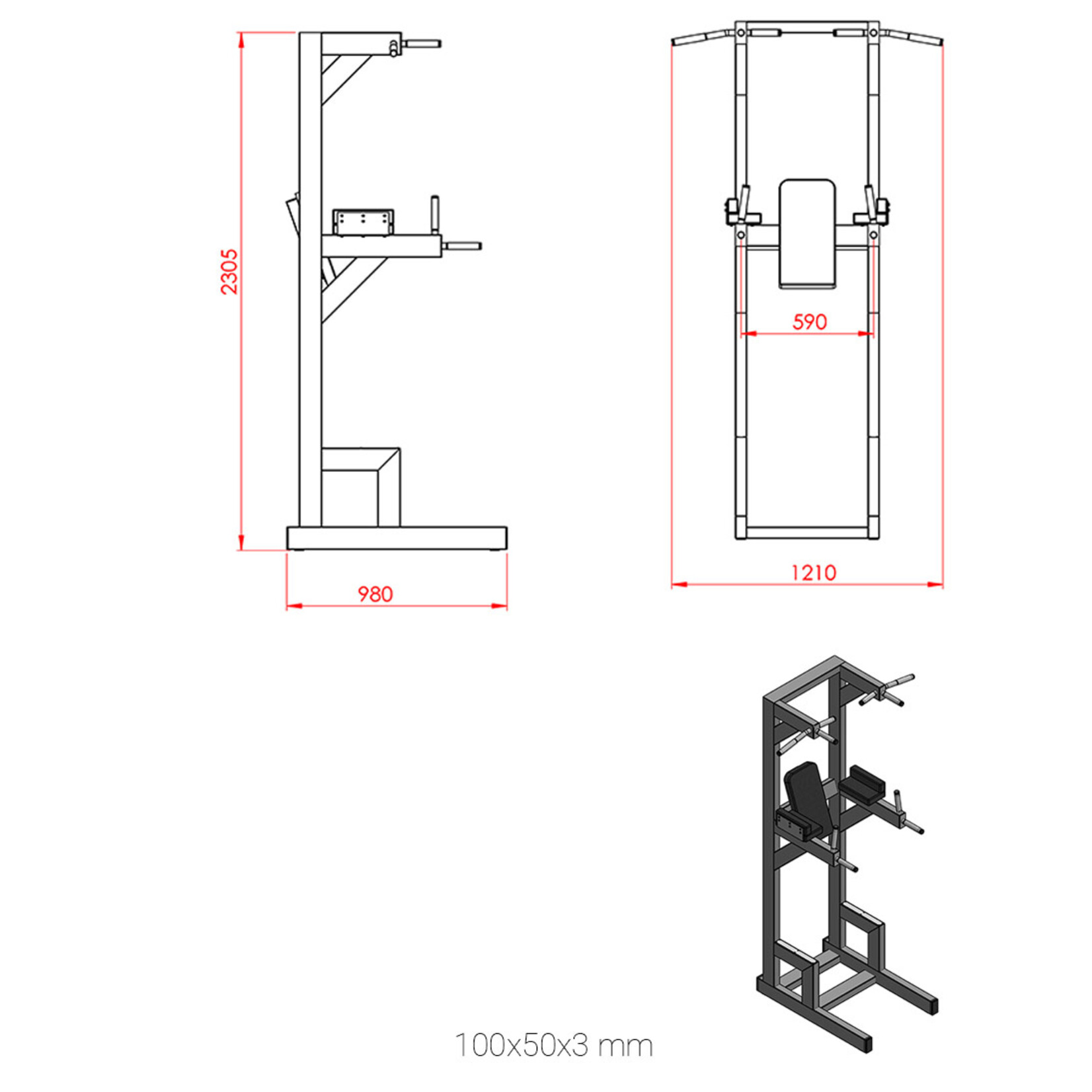 Power Tower (Pull Up/ Chin Up/ Dips/ Leg Raise) 3K