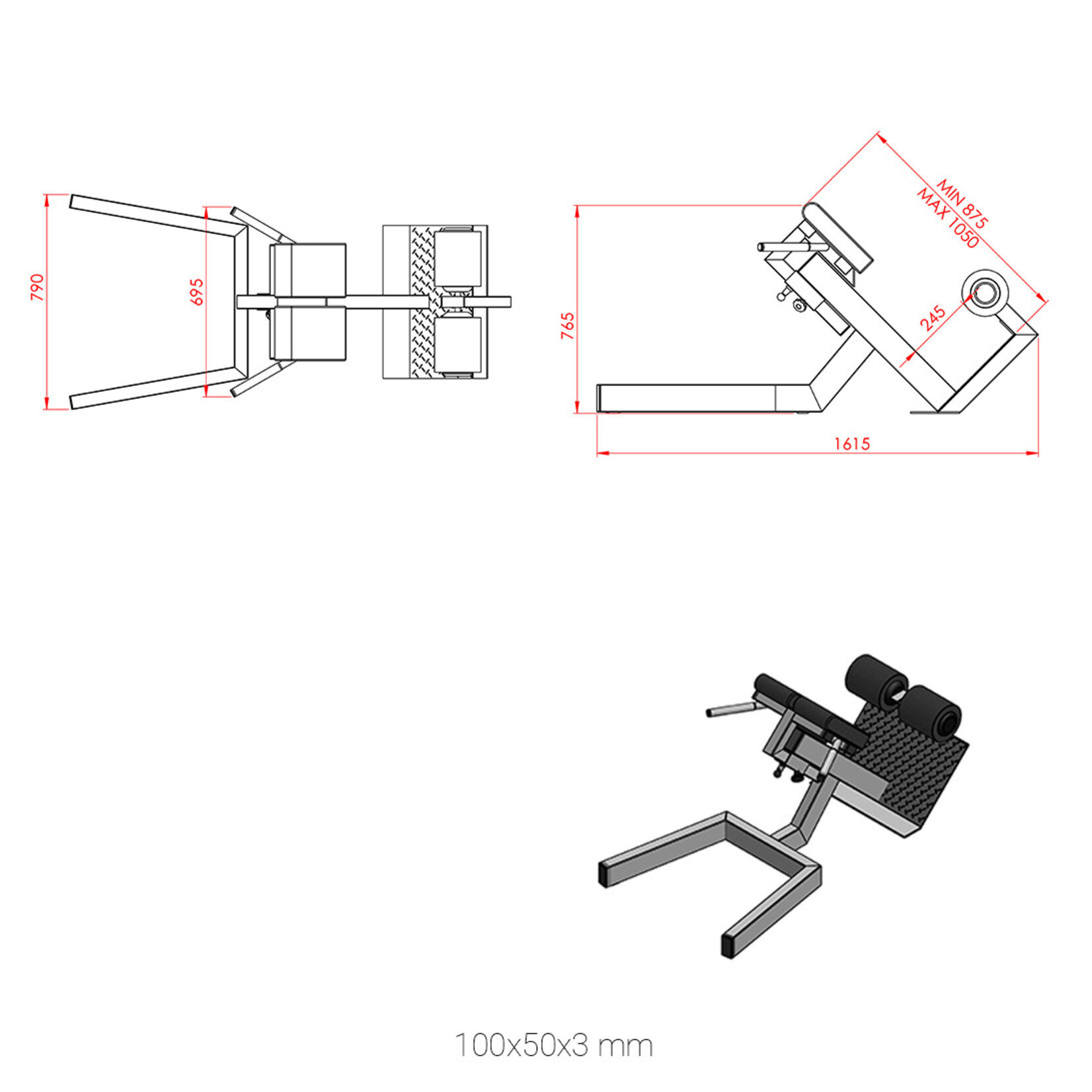 Back Hyperextension Bench 3L