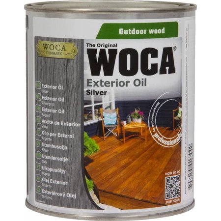 Woca Exterior Oil SILVER for Terrace, Furniture, Log Cabin, etc.