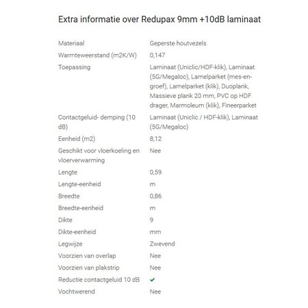 Tisa-Line Redupax Underfloor 9mm + 10db precio: por paquete de 8,12m2