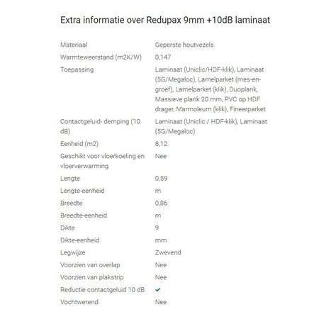 Tisa-Line Redupax Underfloor 9mm + 10db price: per pack of 8.12m2