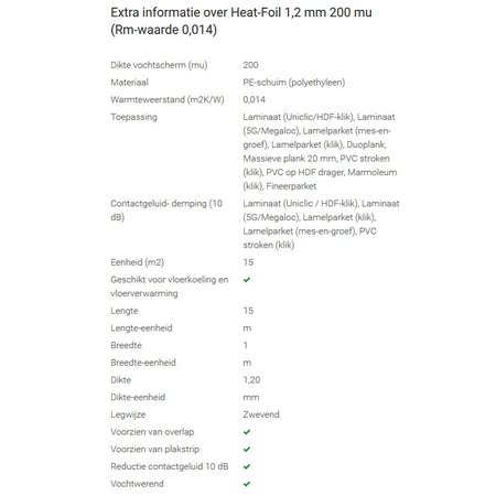 Tisa-Line Heat Foil 1,2 mm Vloerverwarmingsondervloer 200mu rol van 15m2