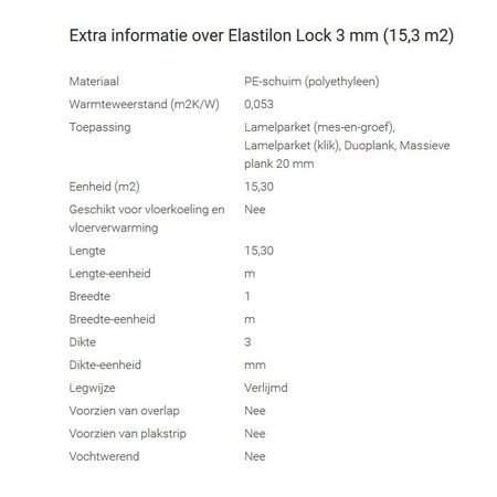 Elastilon Lock 3mm (prijs per rol van 25m2)
