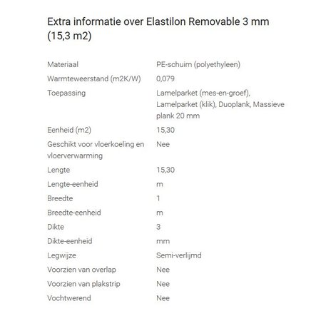 Elastilon Amovible 3mm (prix par rouleau de 25m2)