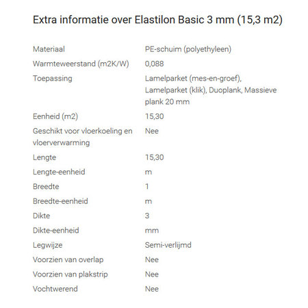 Elastilon Basic 3mm (price per roll of 25m2)