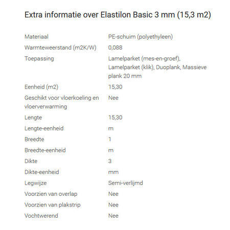 Elastilon Basic 3mm (prijs per rol van 25m2)