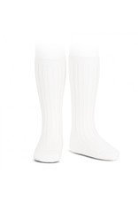 CONDOR White Ribbed Knee Socks