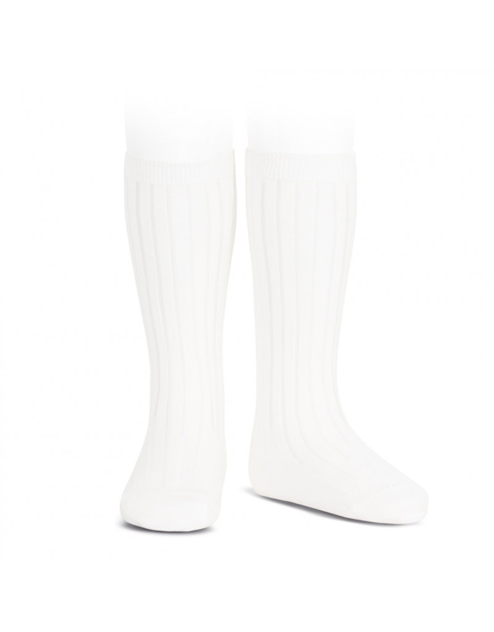 CONDOR White Ribbed Knee Socks