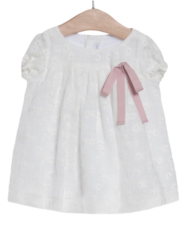FINA EJERIQUE Gorgeous White Dress with Pink Ribbon - Devoted Touch